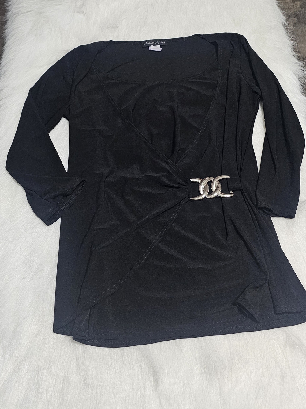 American City Wear Black Scoop Neck Top